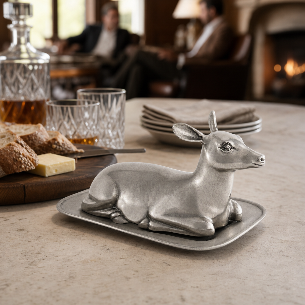 Pewter Doe Butter Dish