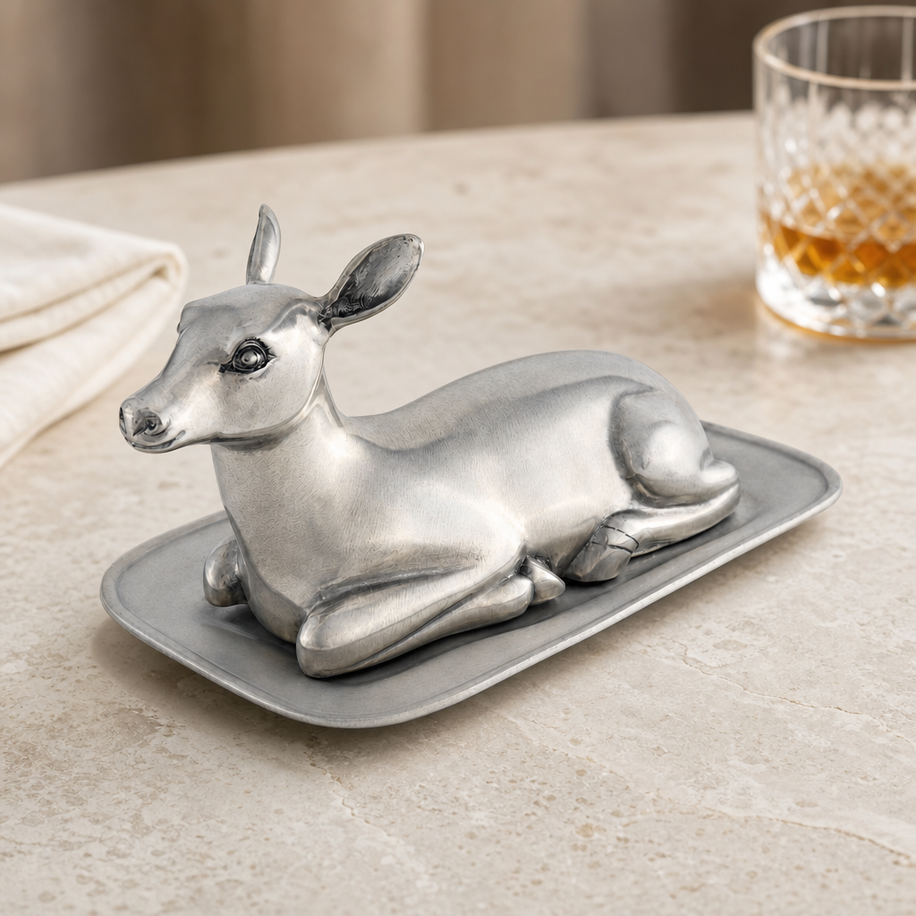 Pewter Doe Butter Dish