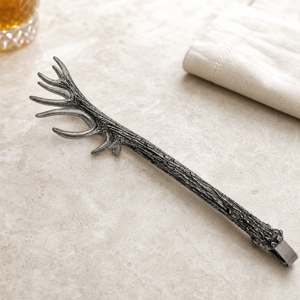 Pewter Antler Pattern Ice / Bread Tongs