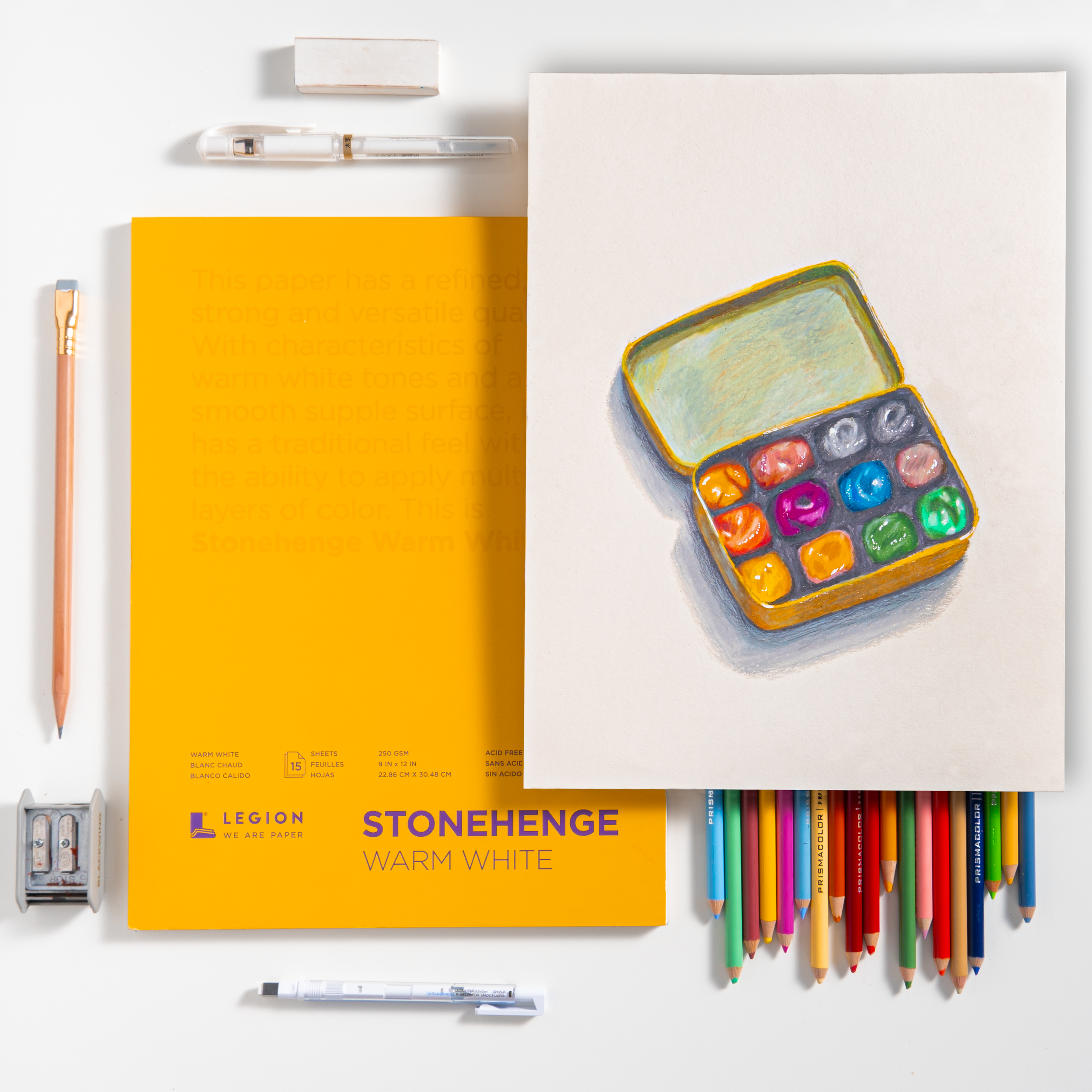Stonehenge Warm White Cotton Pad for Drawing, Pastel & Ink