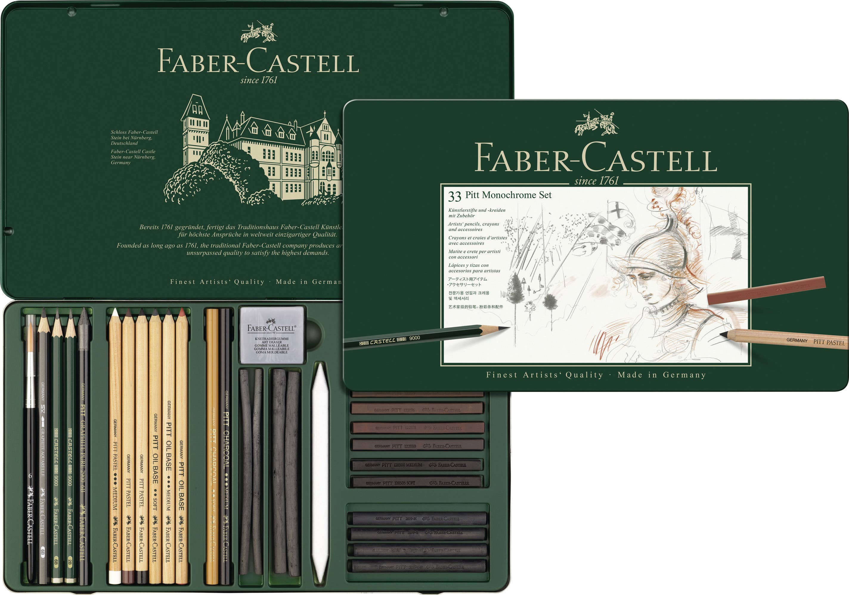 Pitt Monochrome Artist Pencil Drawing Set, Tin of 33