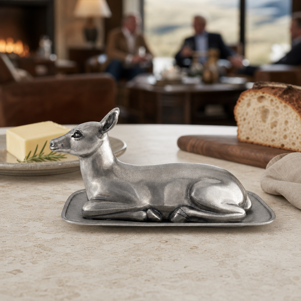 Pewter Doe Butter Dish