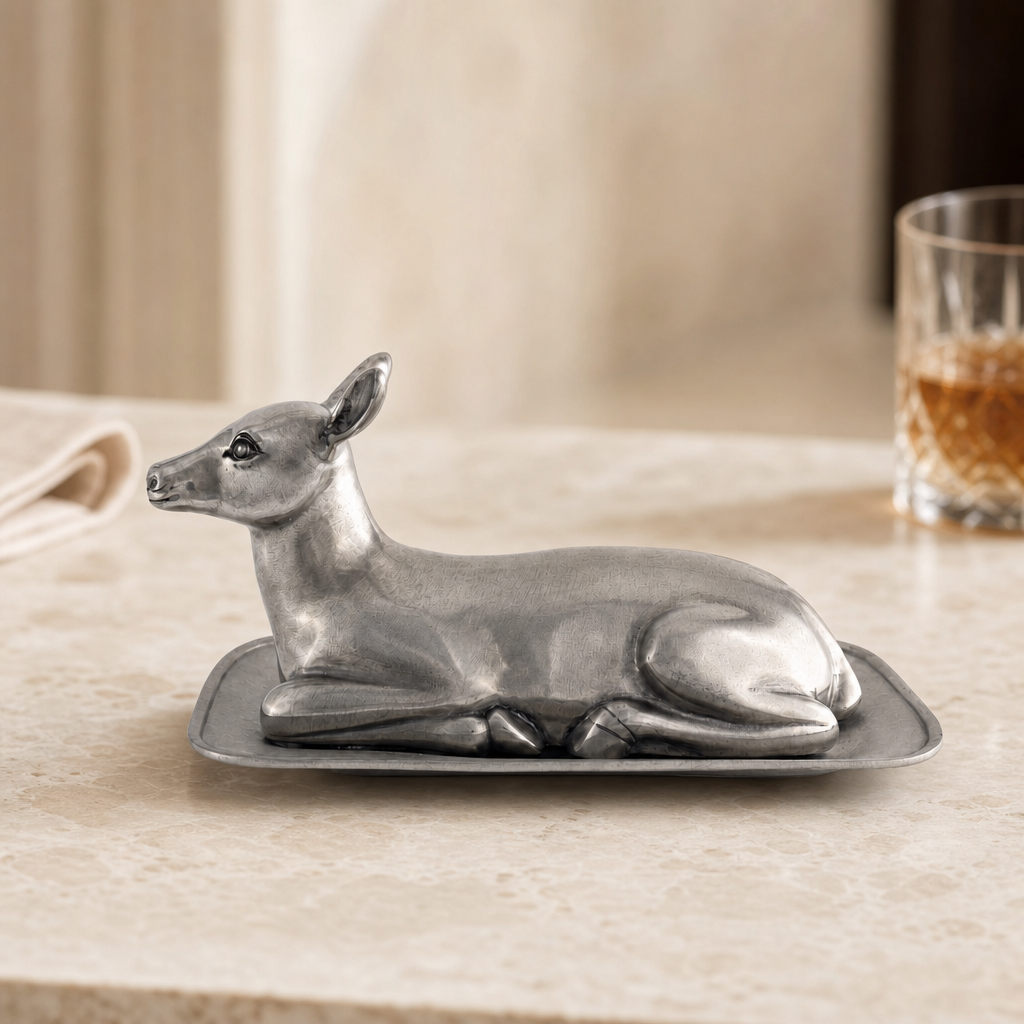 Pewter Doe Butter Dish