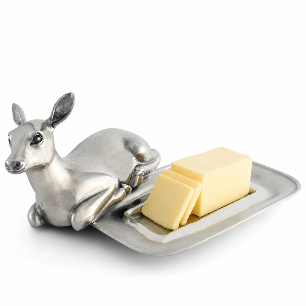 Pewter Doe Butter Dish