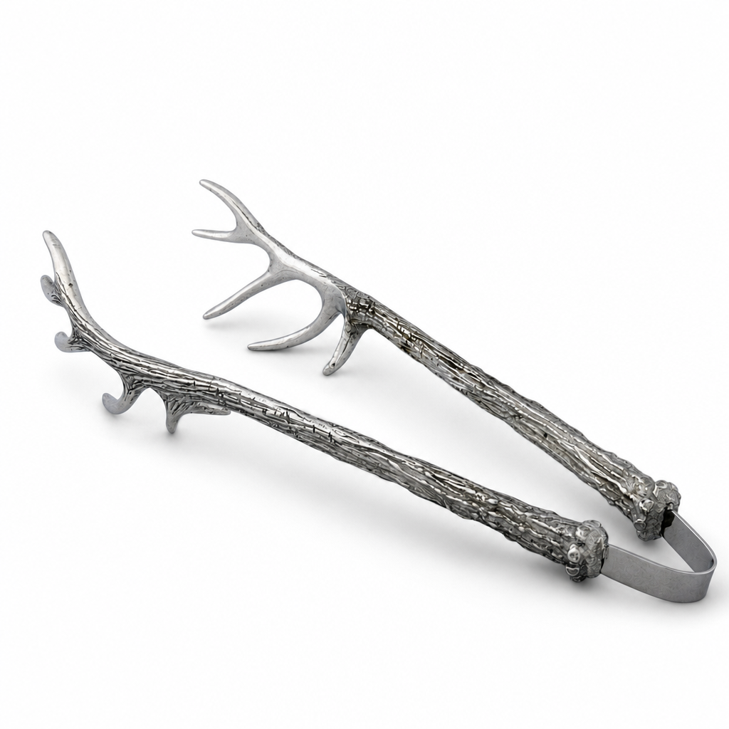 Pewter Antler Pattern Ice / Bread Tongs