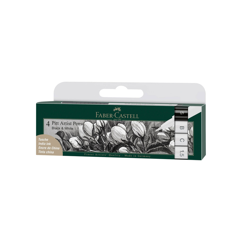 Pitt Artist Pen, Black & White - Wallet of 4