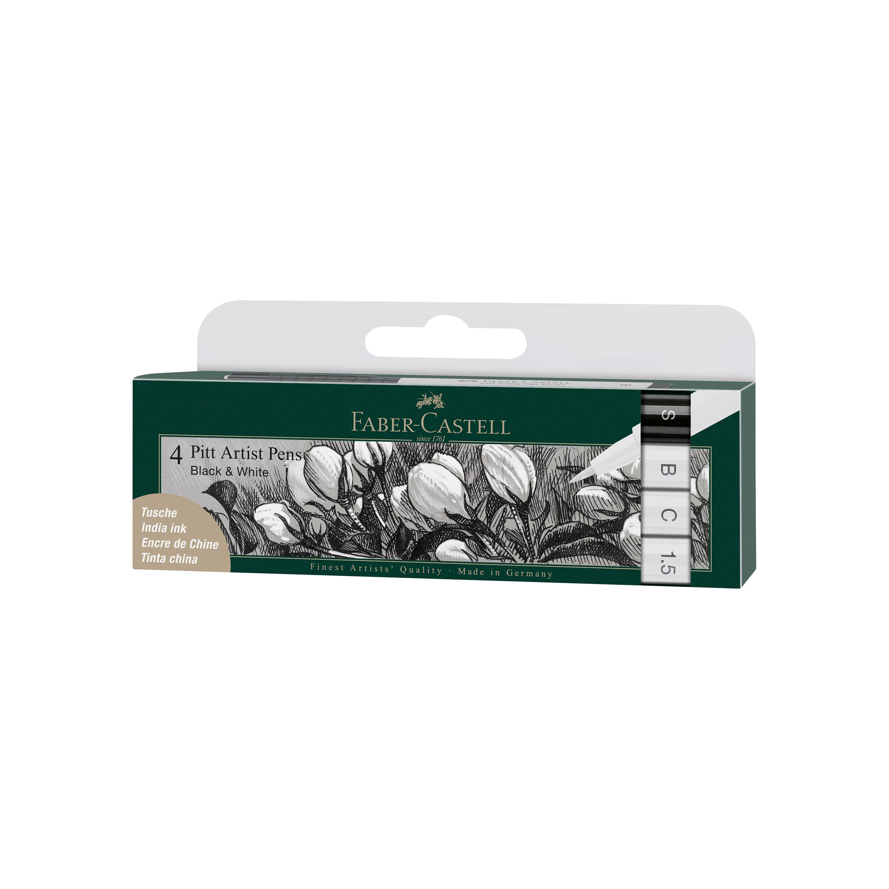 Pitt Artist Pen, Black & White - Wallet of 4