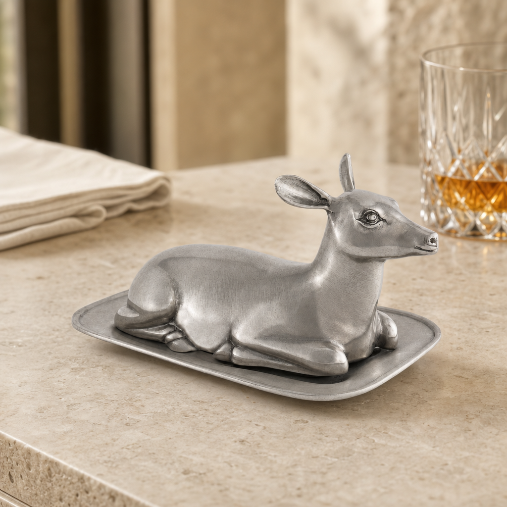Pewter Doe Butter Dish